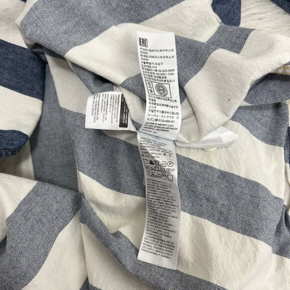 Levi’s Silver Tab Shirt Men’s Blue Denim Striped Long Sleeve Oversized Size L - Picture 10 of 11